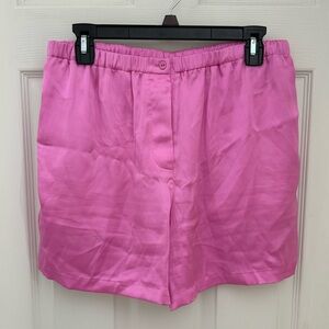 Skims Hotel Shine Satin Sleep Shorts Women Pink Size Medium Lounge